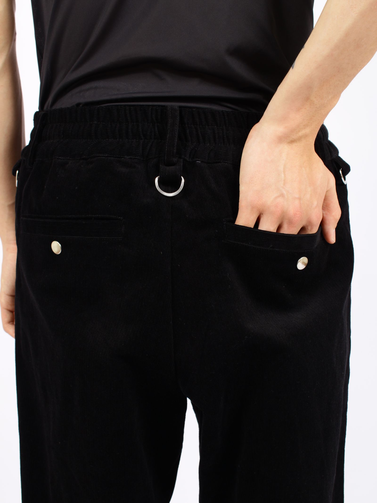 【26AW】コットン コーデュロイ ボンデージ イージー トラウザーズ パンツ / COTTON CORDUROY BONDAGE EASY TROUSERS / ブラック