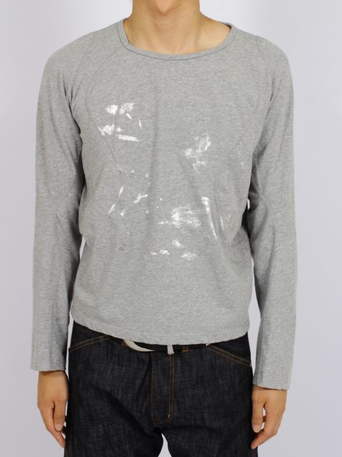 【26AW】フォイル プリント スプラッター ロング スリーブ Tシャツ 銀箔 長袖 カットソー / FOIL PAINT SPLATTER LONG SLEEVE T-SHIRT / HEATHER GRAY(グレー)