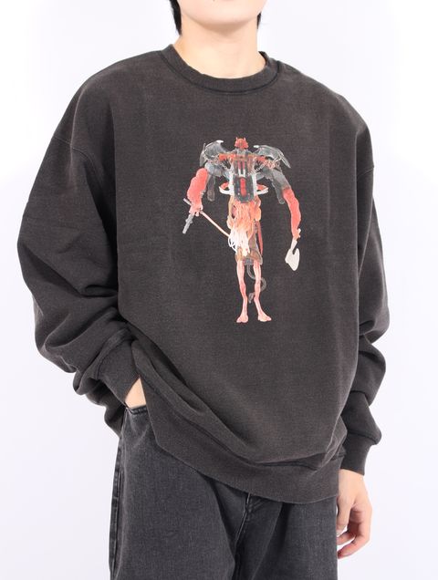 【25AW】佃弘樹 Heartwork Mixed media グラフィック スウェット / Hiroki Tsukuda ART ROBO GRAPHIC SWEAT / ブラック