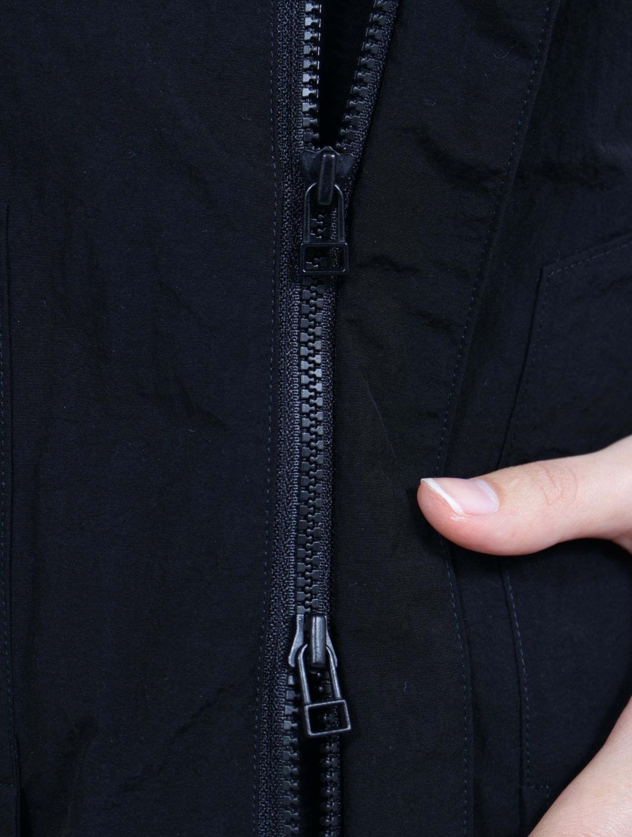 【25SS】ワッシャーナイロン ハーフスリーブ ハンティング シャツ / WASHER NYLON HALF SLEEVE HUNTING SHIRT.13 / ブラック