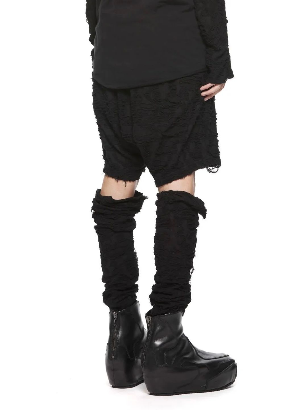 【25SS】ダメージコットン アームカバー / COTTON DAMAGE JACQUARD / ブラック