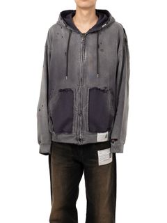 【24AW】サンフェーデッド ダメージ パーカー / SUN FADED PARKA / ブラック