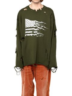 KAMIYA - 【23AW】ダメージ加工 USA ニット / DESTROYED KNIT LST  