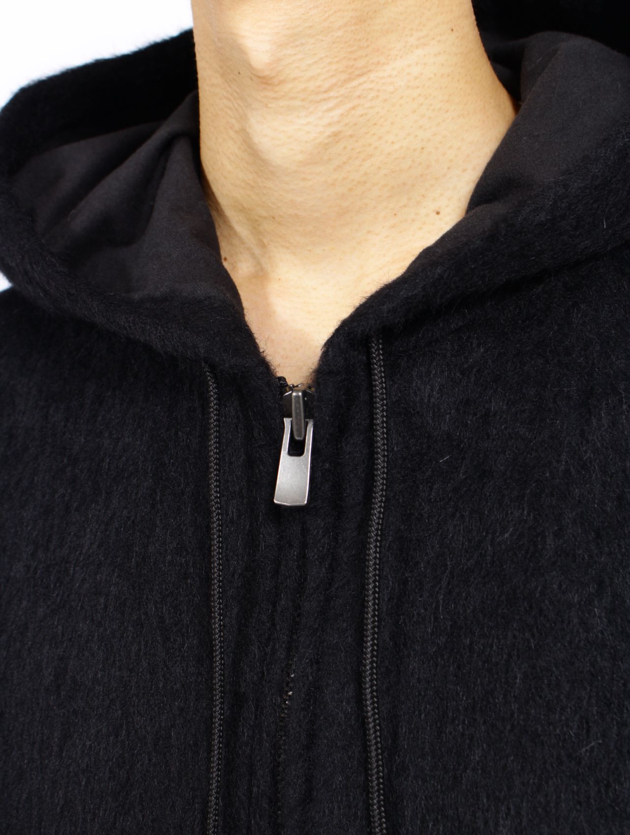 【STORY別注】【15着限定】ウールシャギー ジップアップ パーカー / WOOL SHAGY ZIP-UP HOODIE / ブラック