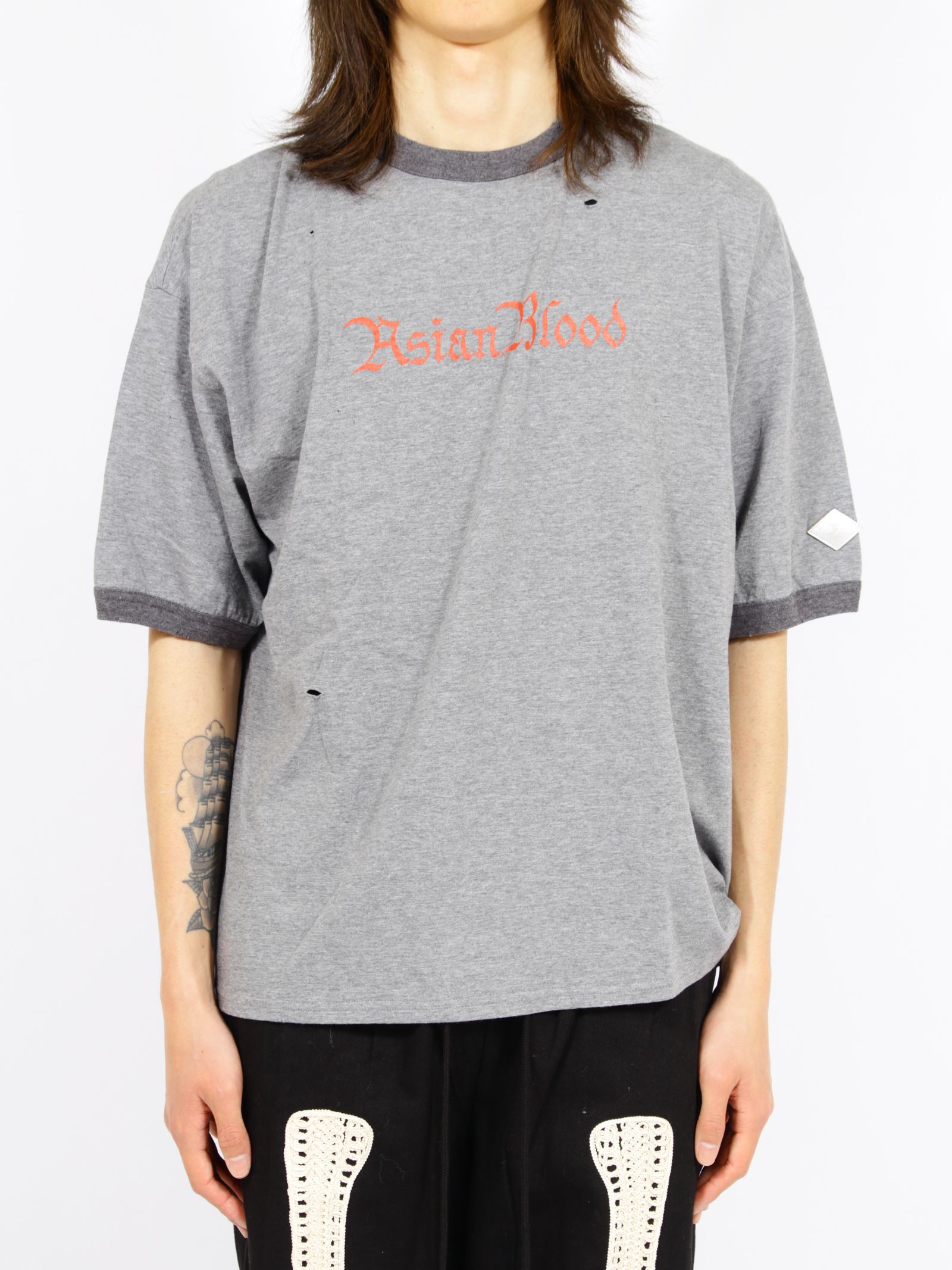 【26SS】ディストレスド トリム Tシャツ 'ASIANBLOOD / DISTRESSED TRIM T SHIRT 'ASIANBLOOD / ブラック