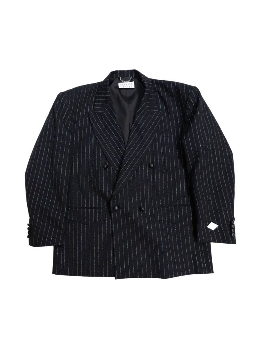 【26AW】シルバー ストライプ ウール ダブル ブレステッド ジャケット  / SILVER STRIPE WOOL DOUBLE BREASTED JKT / ブラック
