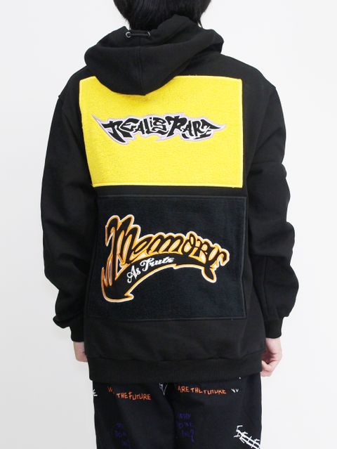 【20AW】バック刺繍柄 タオル地ワッペン パーカー / ACK HOODIE EMBROIDERED / ブラック × イエロー