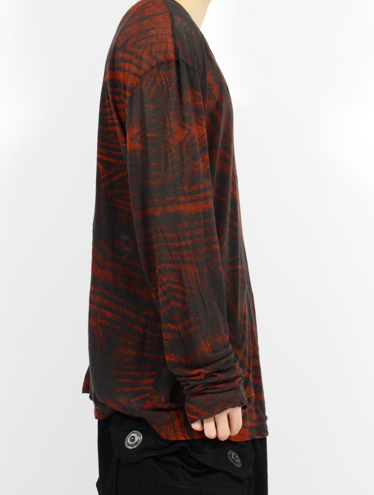 【25SS】プリンテッド コットン トップス / PRINTED COTTON JERSEY / ブラック×ボルドー