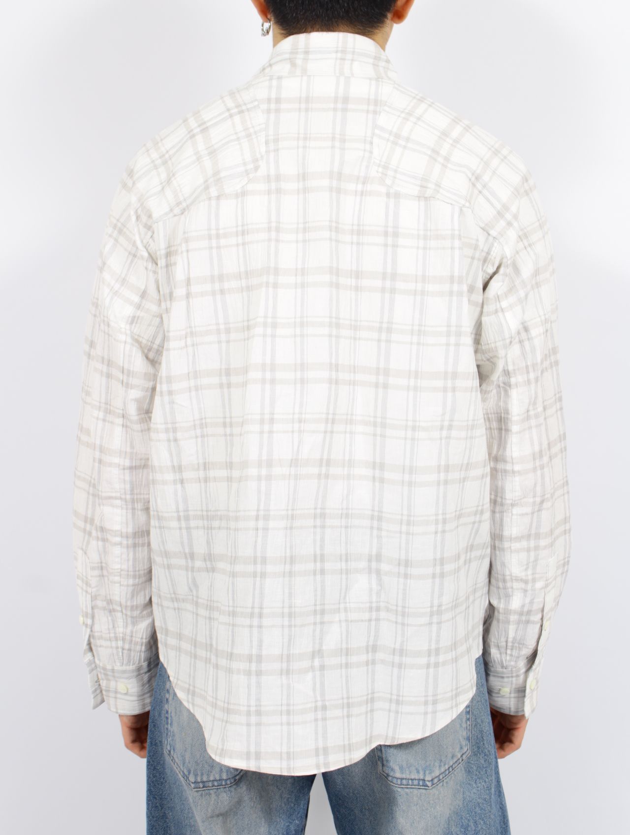 【25SS】プレイド パネルド ユーティリティ シャツ / PLAID PANELLED UTILITY SHIRT / WHITE(ホワイト)