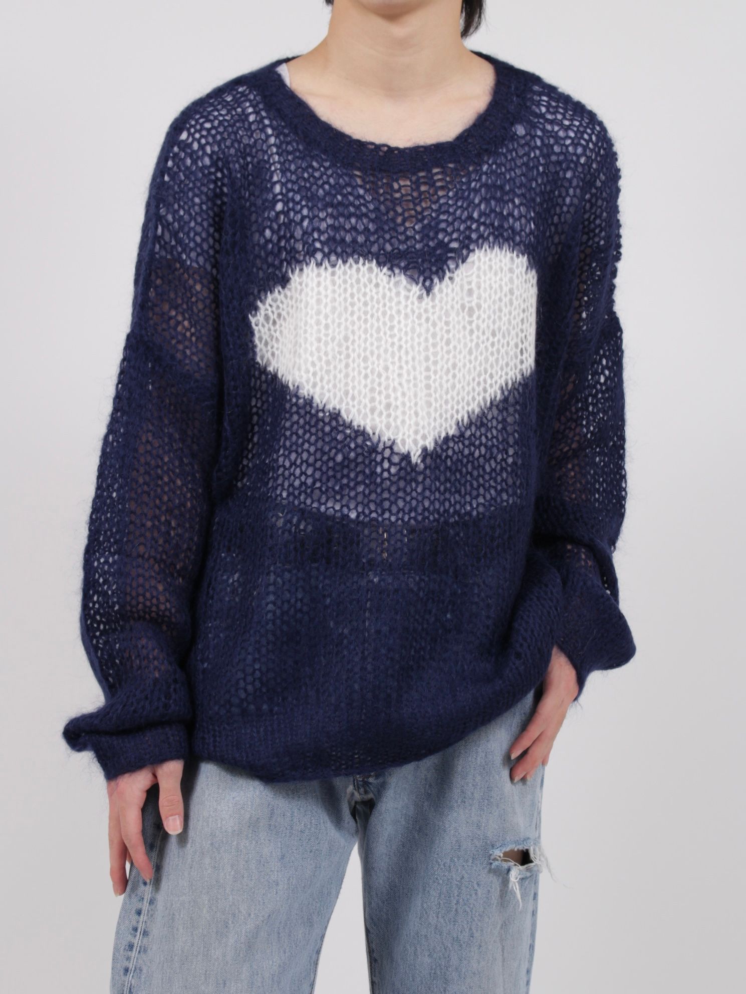 23AW / ♡ MOHAIR KNIT PULLOVER / ネイビー-