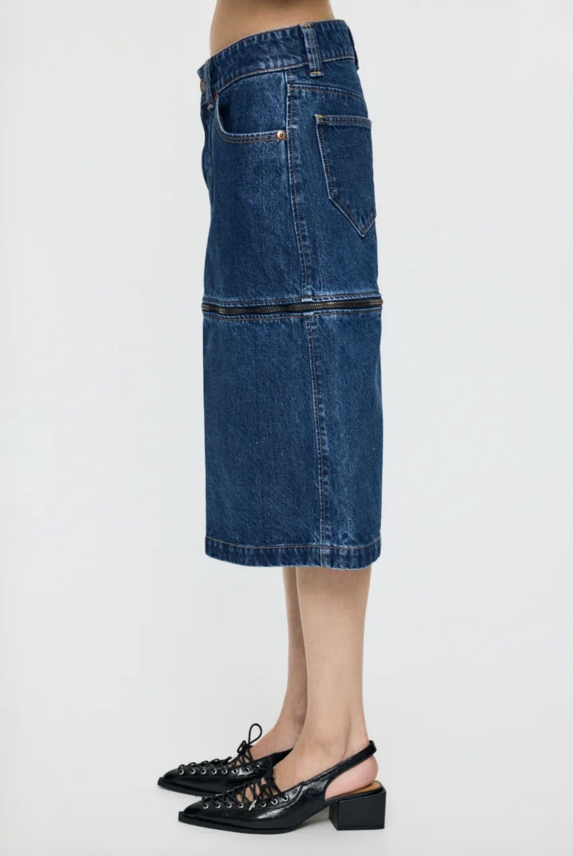 【26SS】ジップデザイン デニム スカート / VQ DENIM SKIRT / ブルー