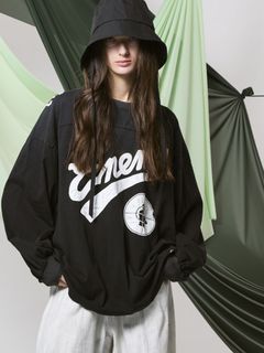 パブリック エネミー オーバーサイズ ロングスリーブ Tシャツ / PUBLIC ENEMY PRIME-OVER L/S T-SHIRT #3 / ブラック