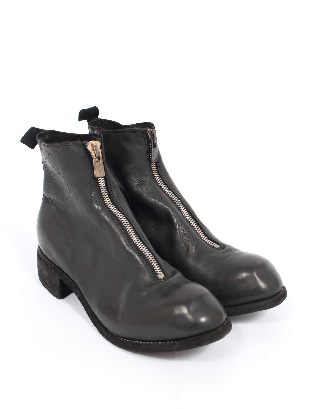 子牛革 フロント ジップ ブーツ / BABY BUFFALO FRONT ZIP BOOTS / ブラック