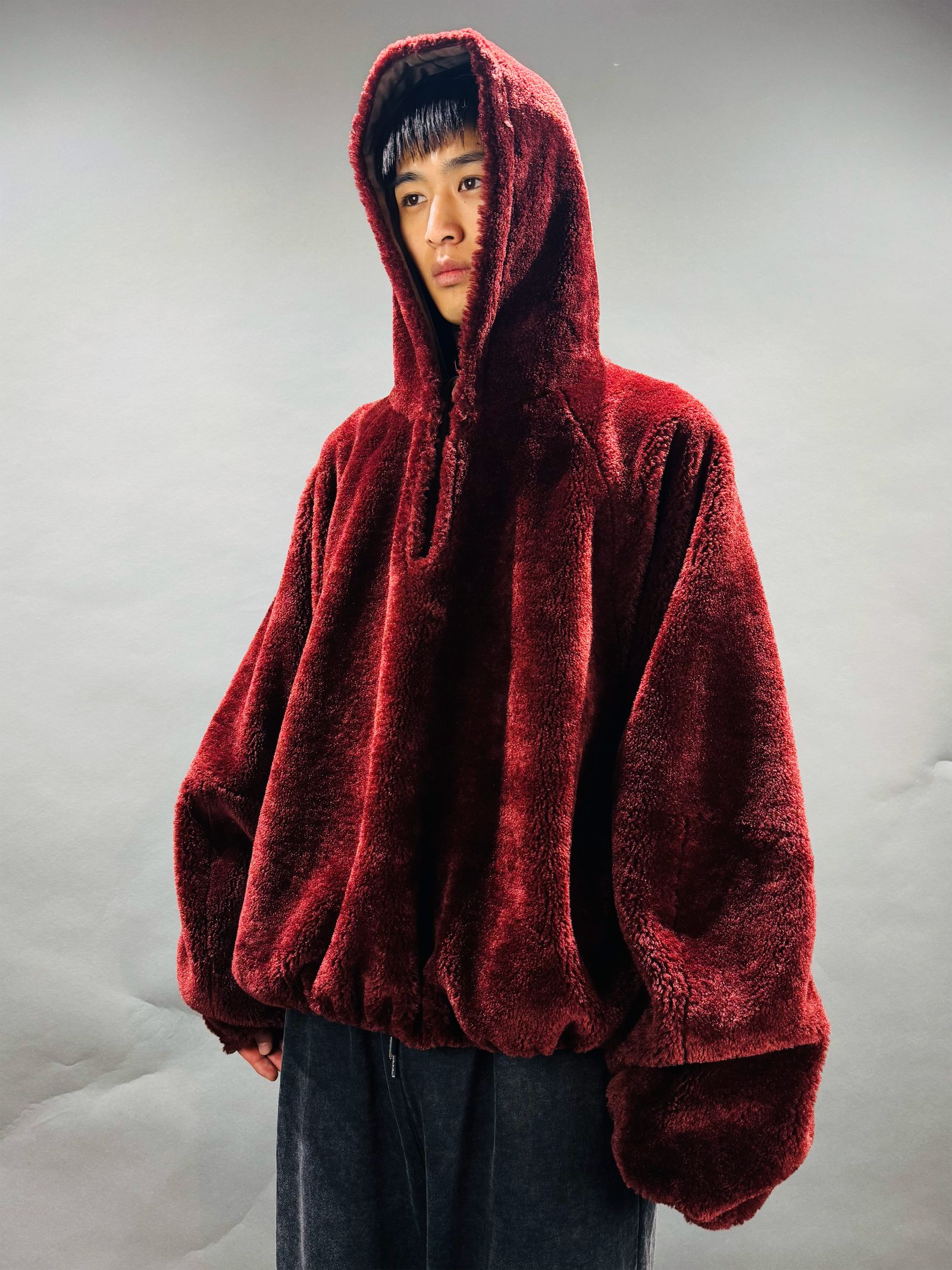 【25AW】リバーシブル フーディー パーカー / REVERSIBLE HOODIE / ブラウン×ワイン