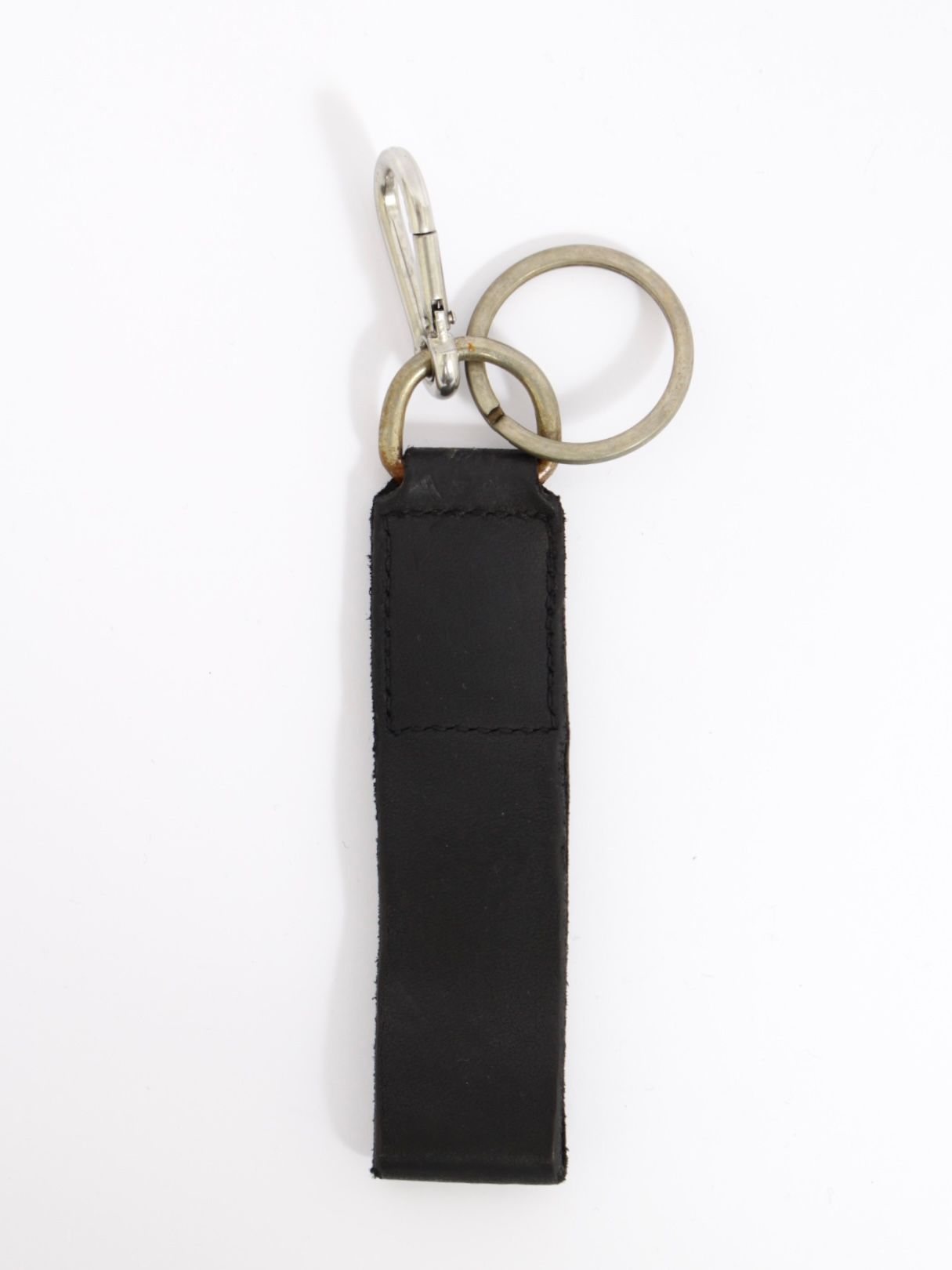 【KH04】牛革 レザー キー チェーン / LEATHER KEY CHAIN GROPPONE FULL GRAIN / ブラック