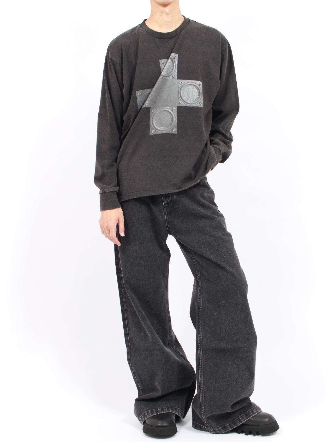 【25AW】スピーカー グラフィック ロングスリーブ 長袖 カットソー / SPEAKER LONGSLEEVE / ブラック
