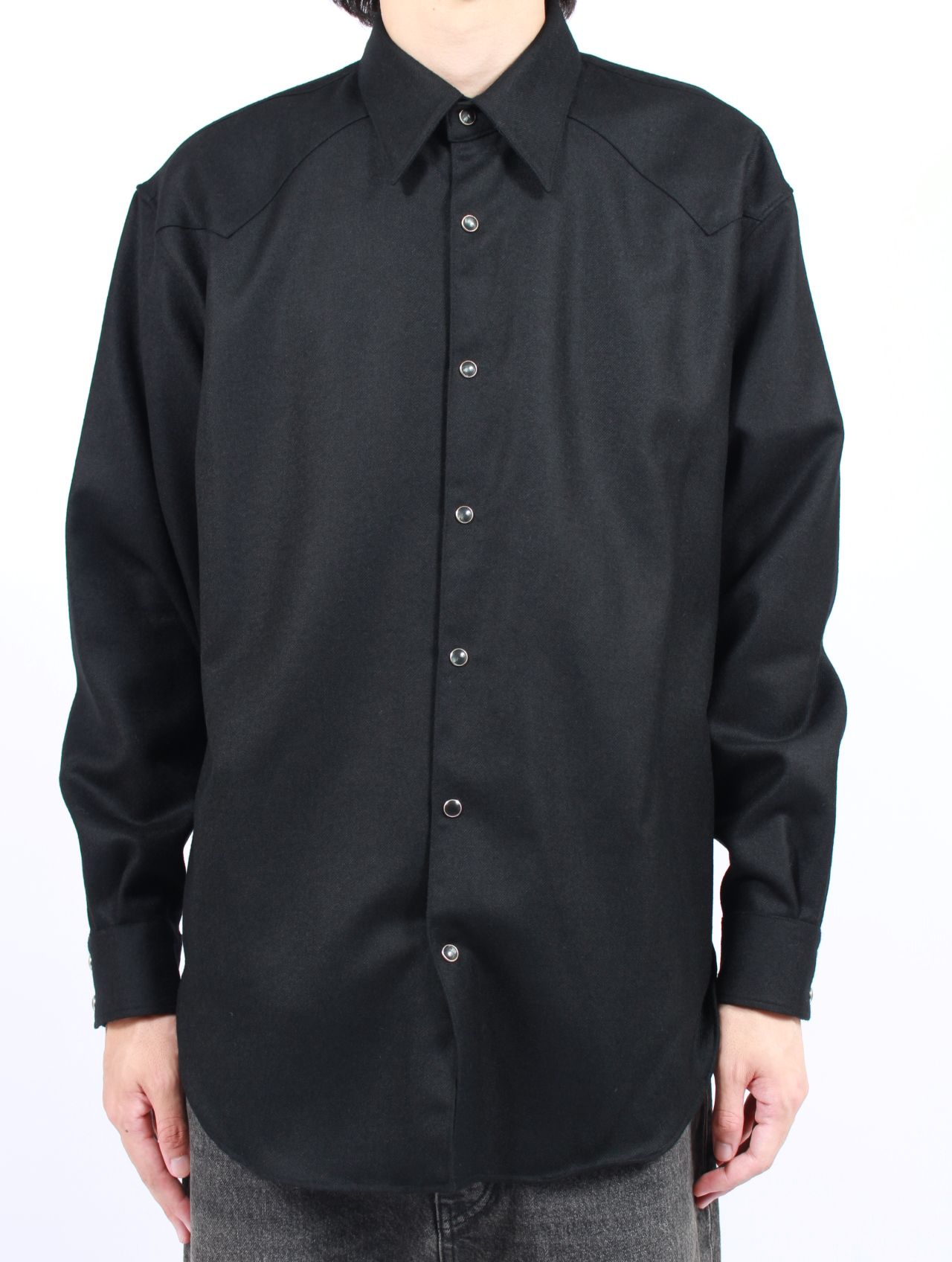 【25AW】ウール シャツ ウエスタンシャツ / WOOL SHIRTS / ブラック