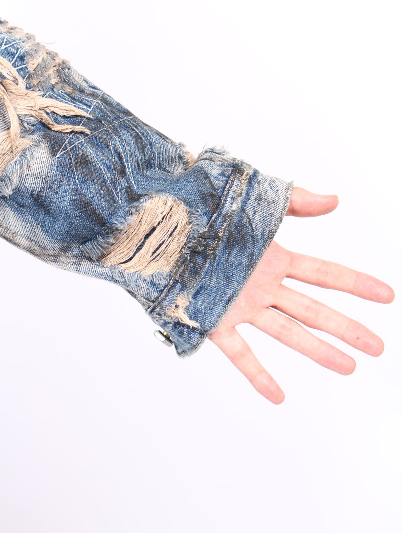 【25AW】ハードウォッシュド ダメージ デニム ジャケット / HARD-WASHED DAMAGED DENIM JACKET / ブルー