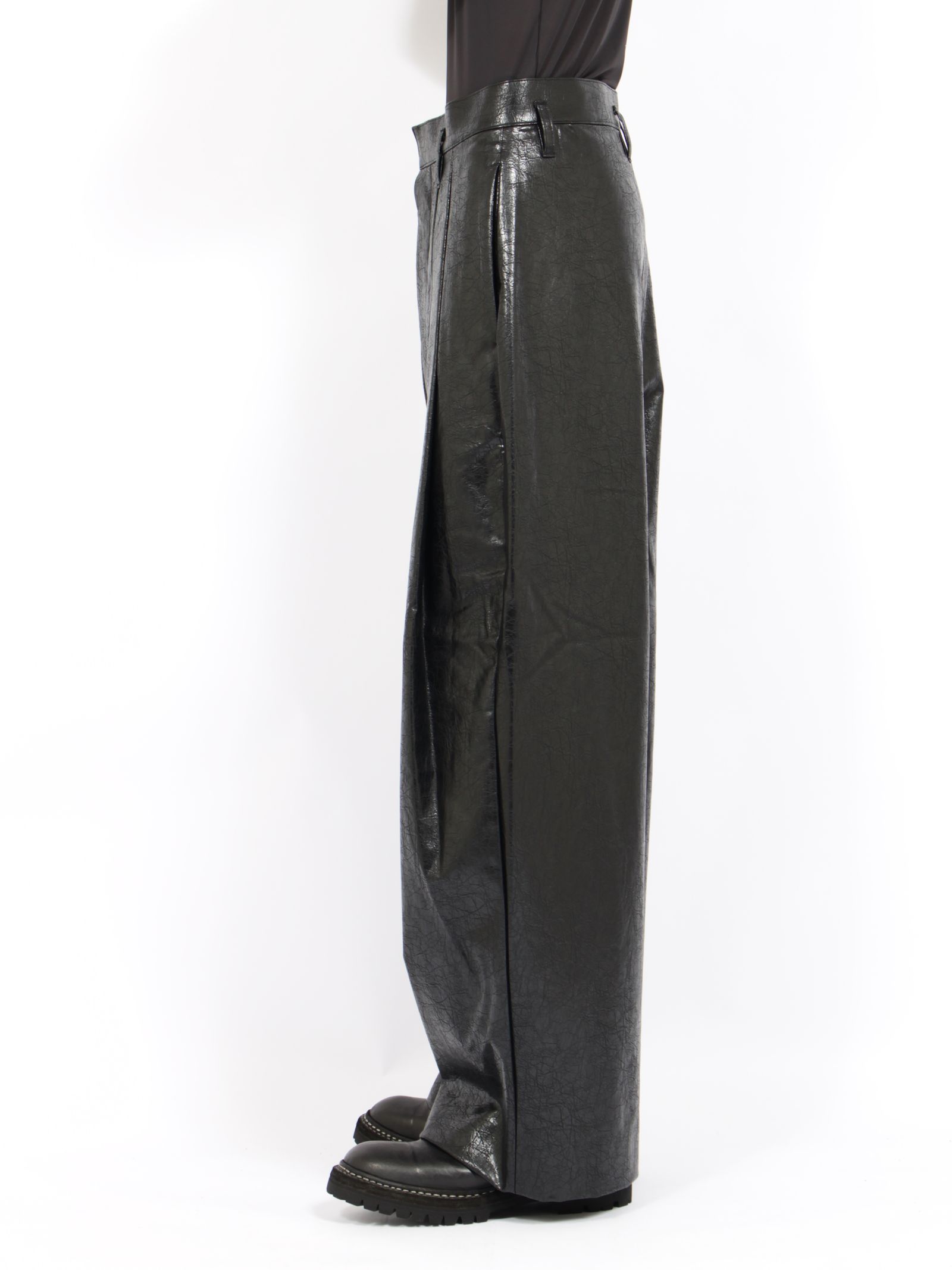 【定番】ディアー バギーパンツ シンセティックレザー synthetic leather / DEAR, BAGGY / ブラック