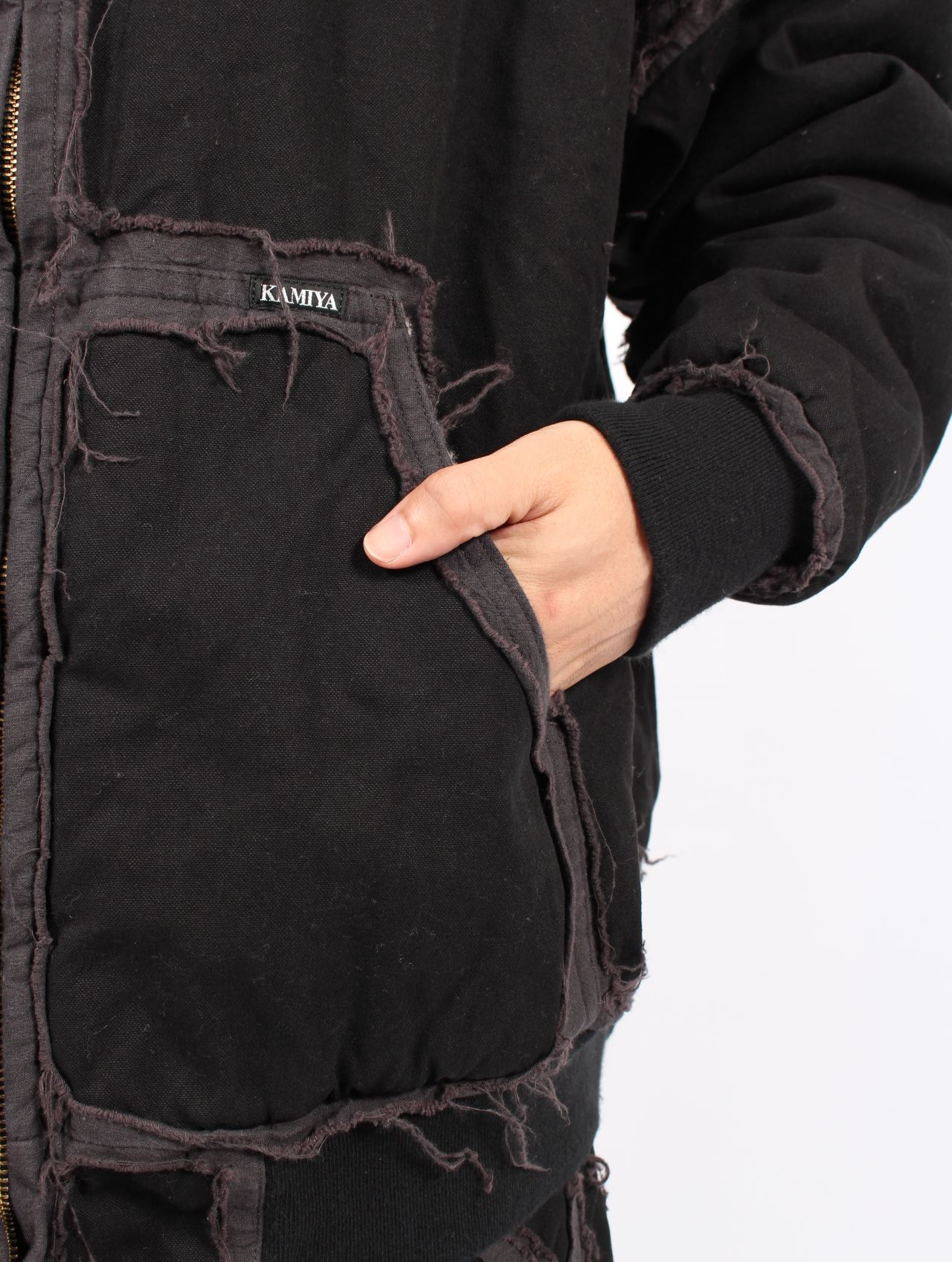 【25AW】ブラックミーンズ コラボレーション デコンストラクテッド ジップ パーカー / BLACKMEANS × KAMIYA DECONSTRUCTED ZIP PARKA / ブラック