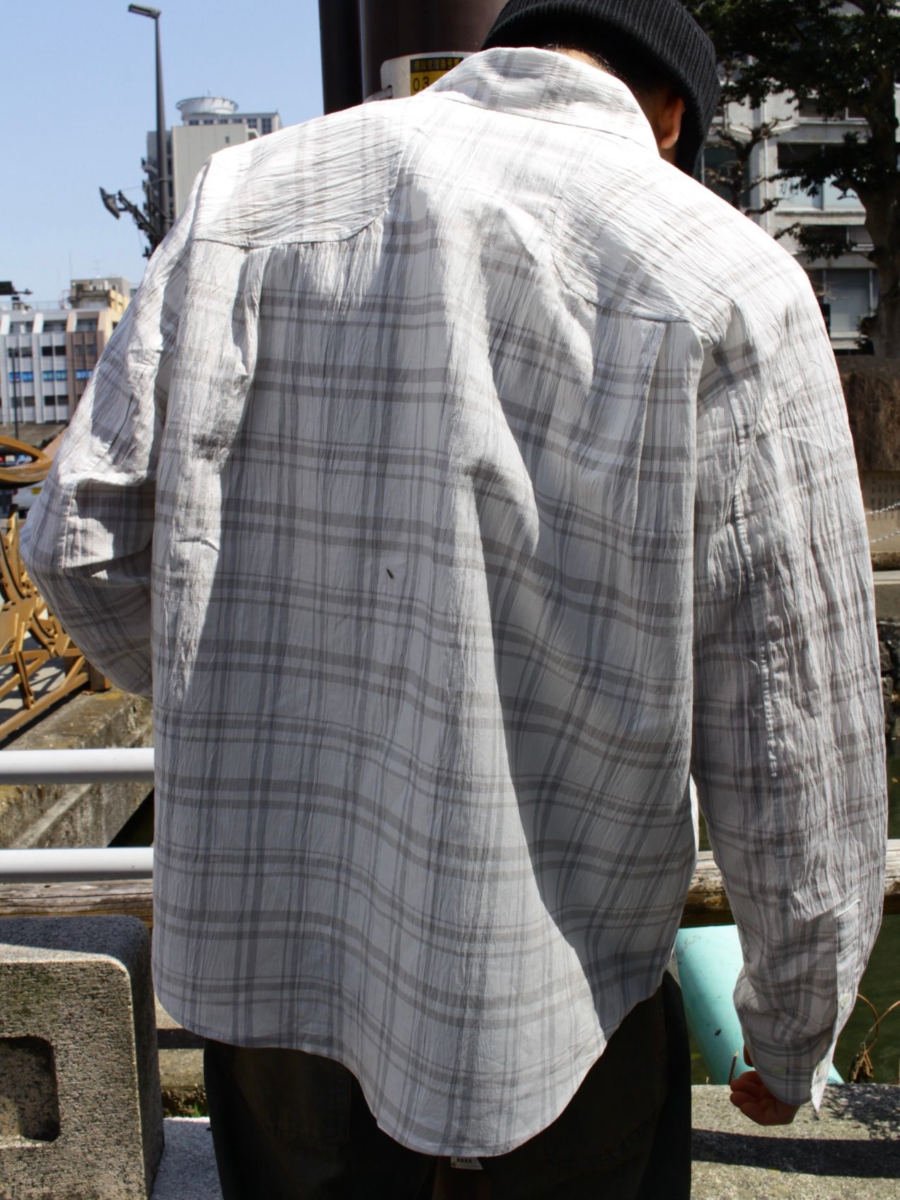 【25SS】プレイド パネルド ユーティリティ シャツ / PLAID PANELLED UTILITY SHIRT / WHITE(ホワイト)