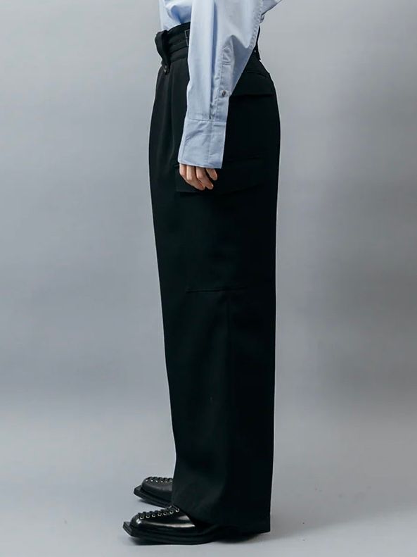 【24AW】ヘビー ウール ギャバジン グルカ カーゴパンツ / HEAVY WOOL GABARDINE GURKHA CARGO PANTS .12 / ブラック