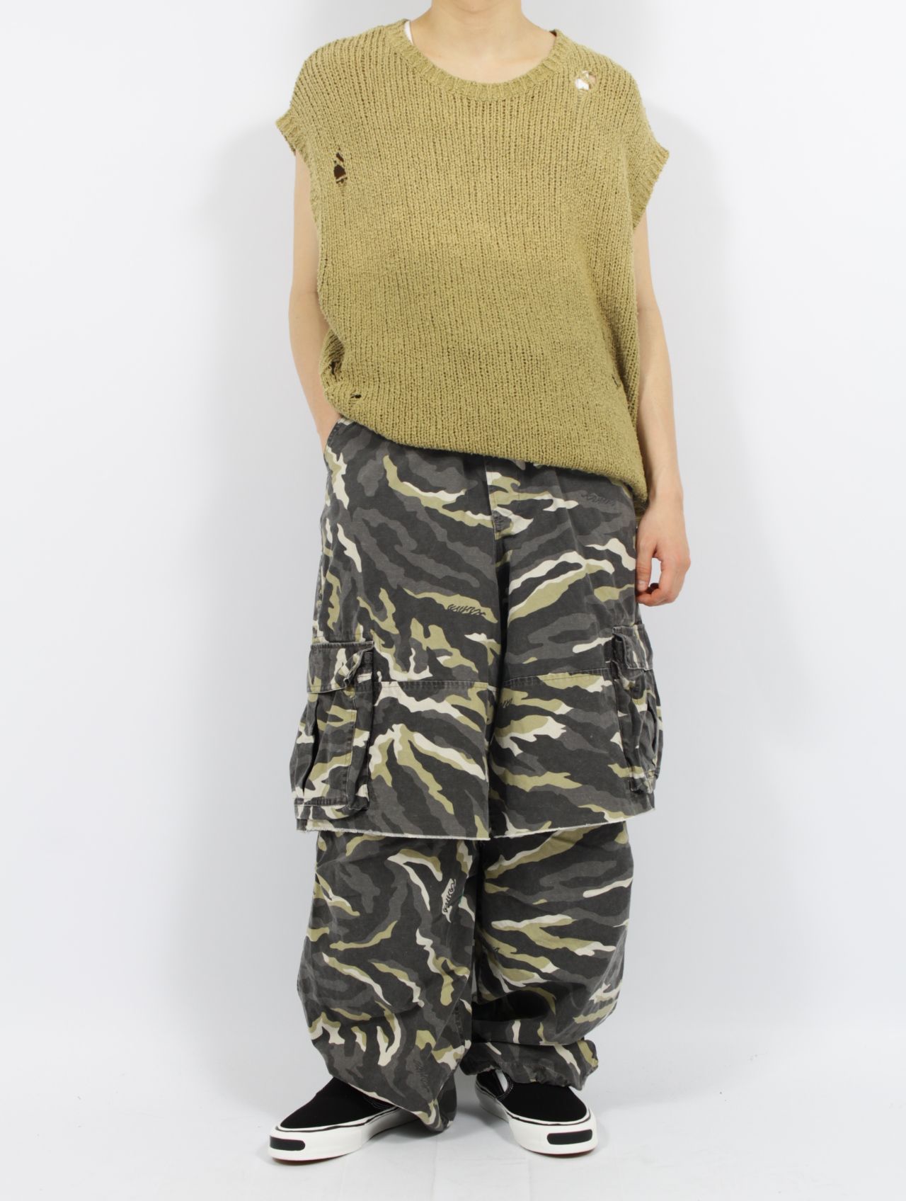 【25SS】カモフラージュ ウォッシュ ラップ スカート / CAMOUFLAGE WASH WRAP SKIRT / ベージュ
