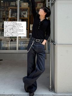 【26AW】レイヤード ヘンリーネック シャツ / LAYERED HENLEY-NECK SHIRT .16  / ブラック