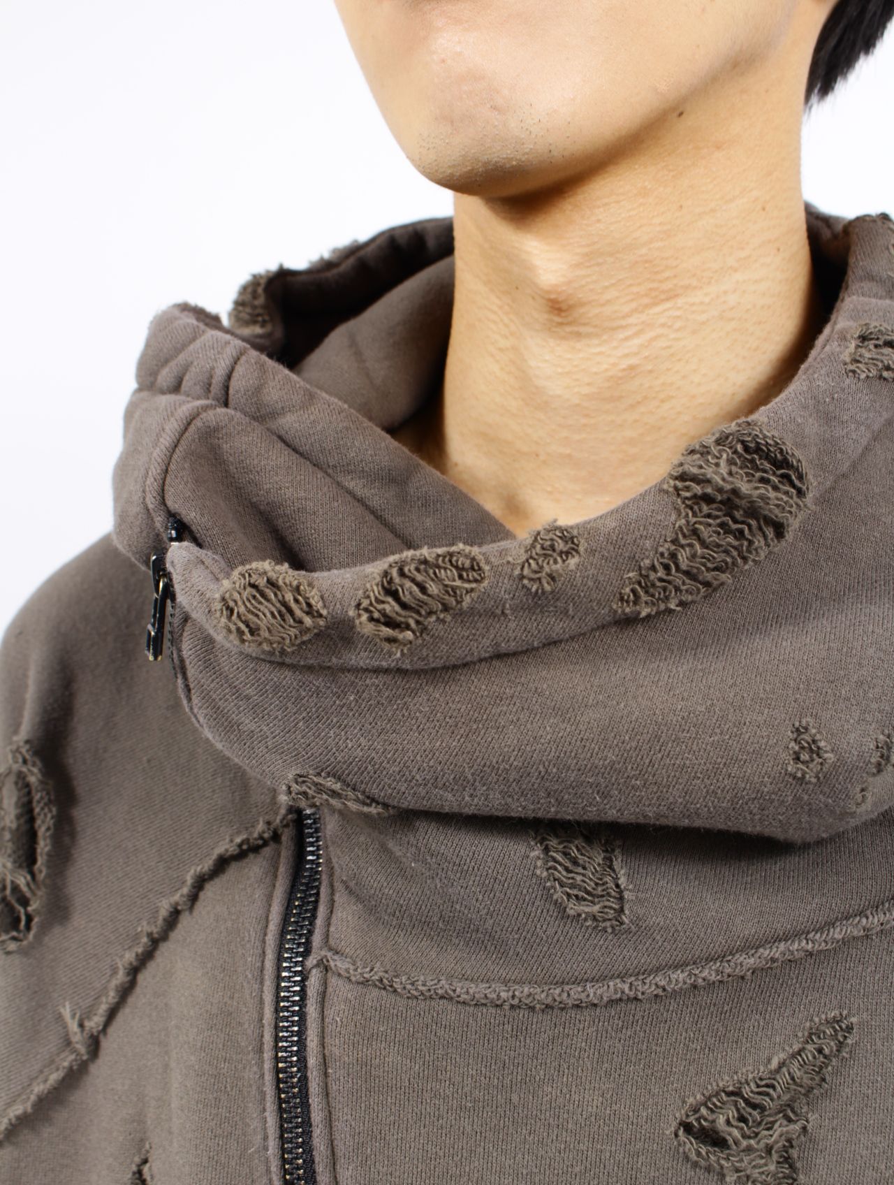 【25SS】スラント ジップ ダメージ加工 パーカー / SLANT ZIP DAMAGED PARKA.13 / グラデーションブラウン