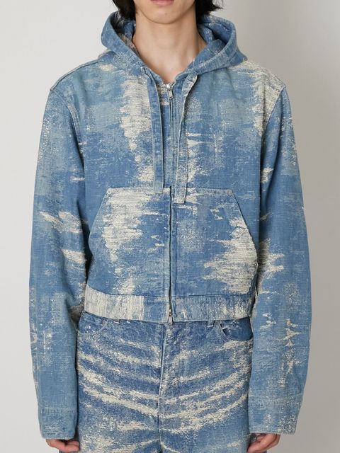 【26SS】デニム ジップアップ フーディー パーカー / DENIM HOODIE / インディゴブリーチ