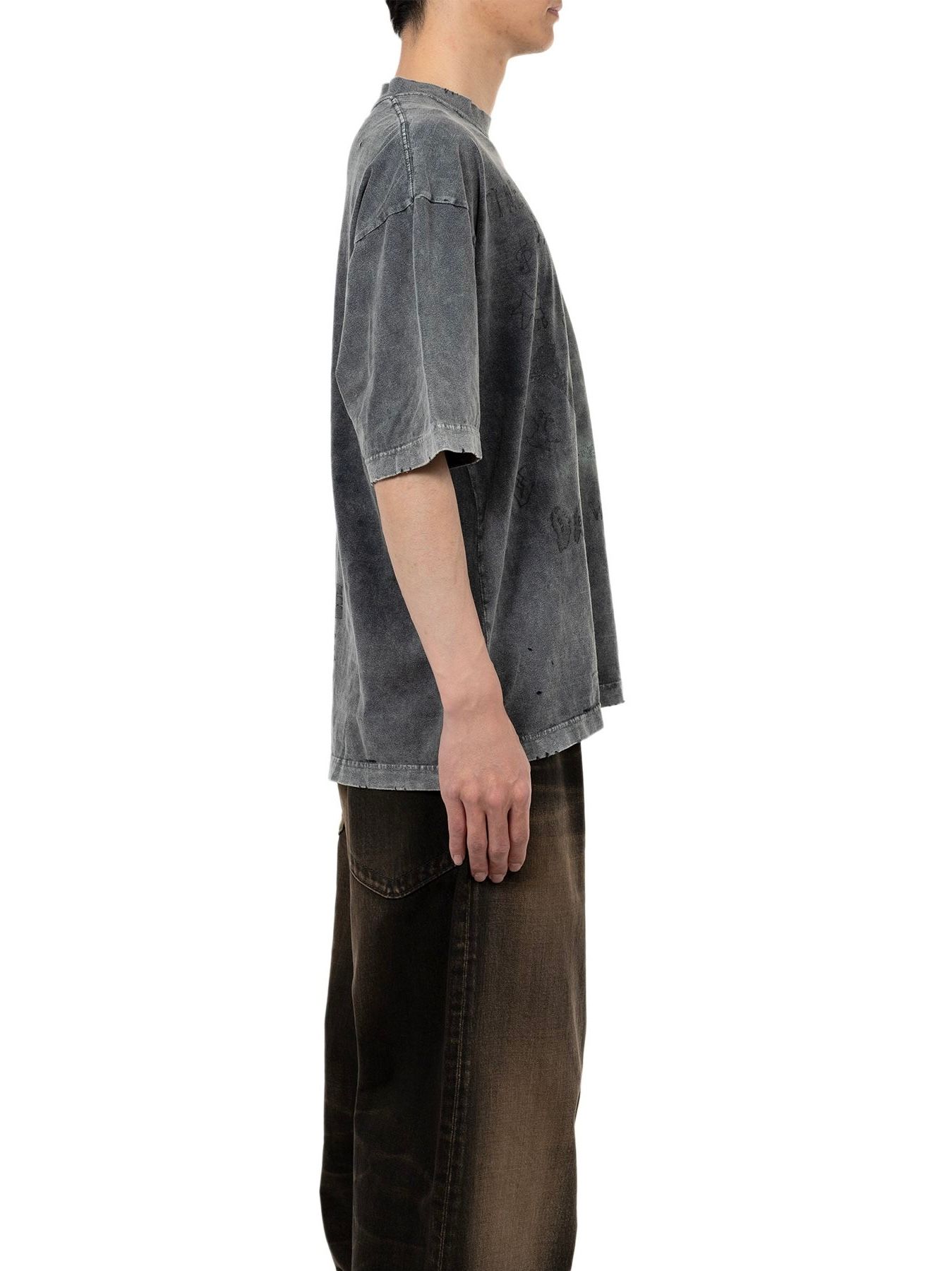 ■MIHARA YASUHIRO■ブリーチ スマイリープリント Tシャツ Maison MIHARA YASUHIRO - 【25SS】ブリーチ加工 スマイリー