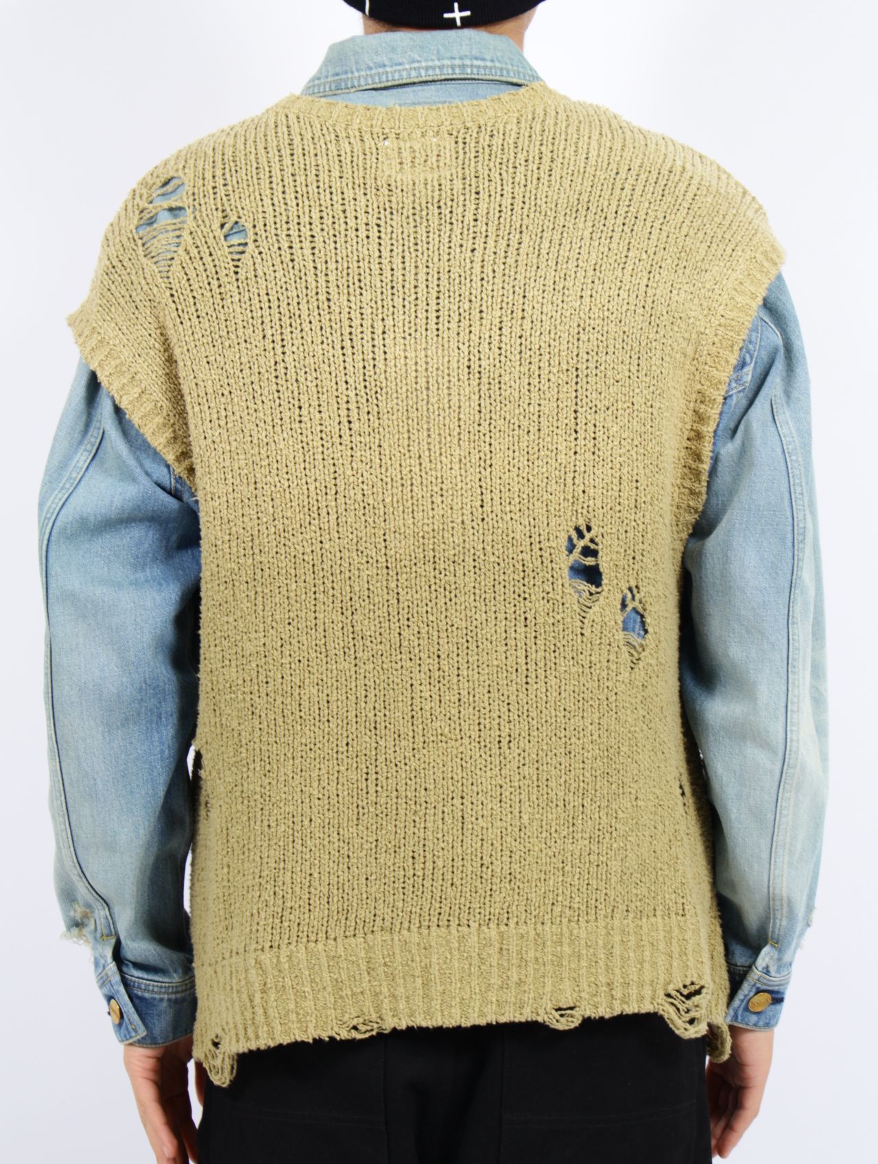 【25SS】サンフェード ニットベスト / SUN-FADED KNIT VEST / カーキ