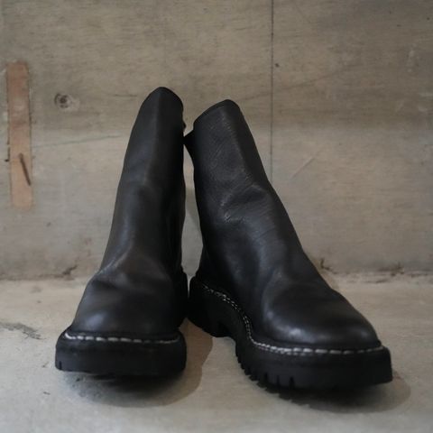 【796V_N】馬革 ホースレザー バックジップ ブーツ / HORSE FULL GRAIN  BACK ZIP BOOT / ブラック