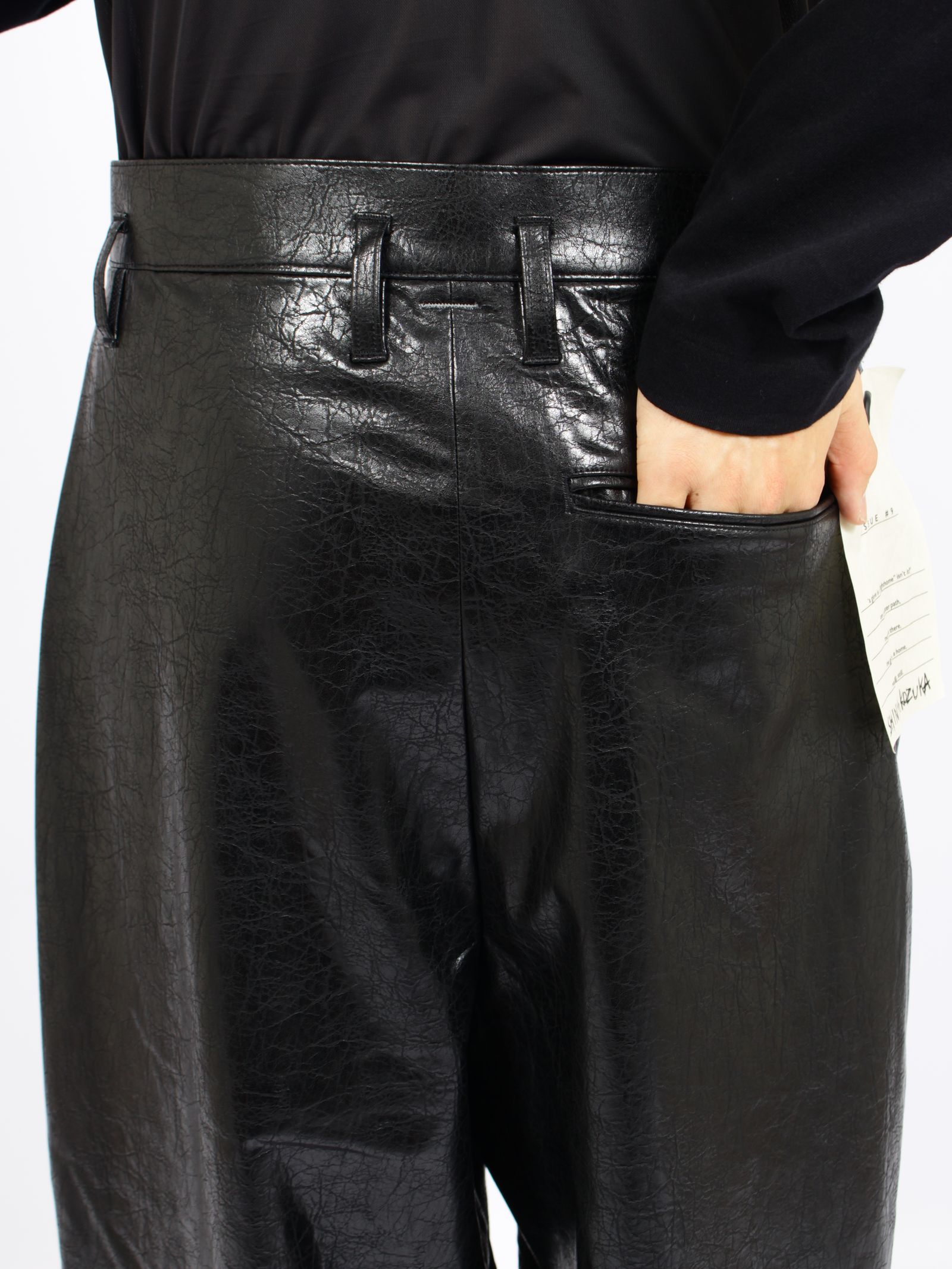 【定番】ディアー バギーパンツ シンセティックレザー synthetic leather / DEAR, BAGGY / ブラック