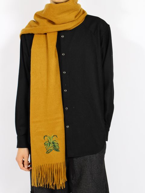 【26AW】 エンブロイダリー カシミヤ ケープ スカーフ マフラー / EMBROIDERY CASHMERE CAPE / ブラウン