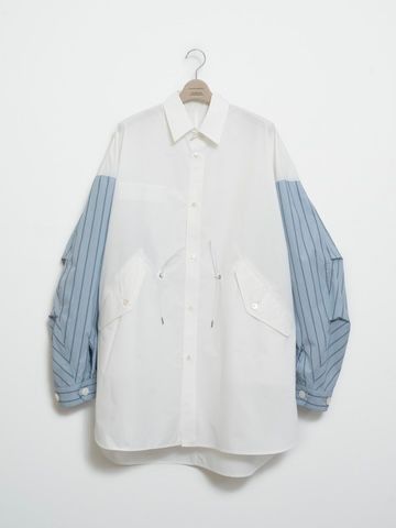 【23SS】シャツジャケット / M-51 cleric shirt jacket / ホワイトー×ブルーストライプ - ホワイト - 1(S)