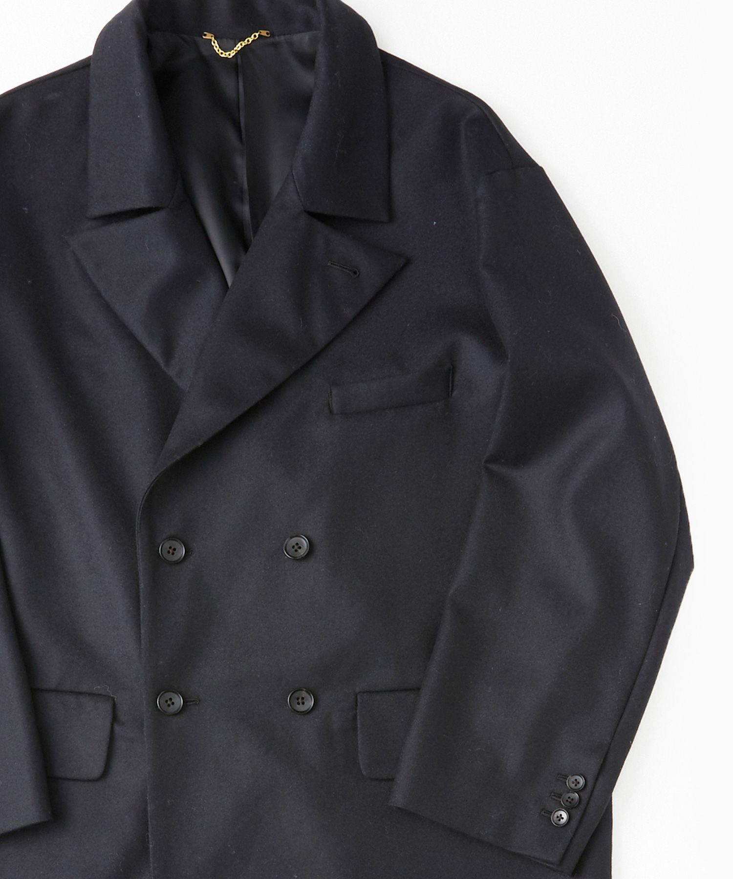 ワイドシルエット ダブルチェスターコート W COAT "w.c" / ブラック