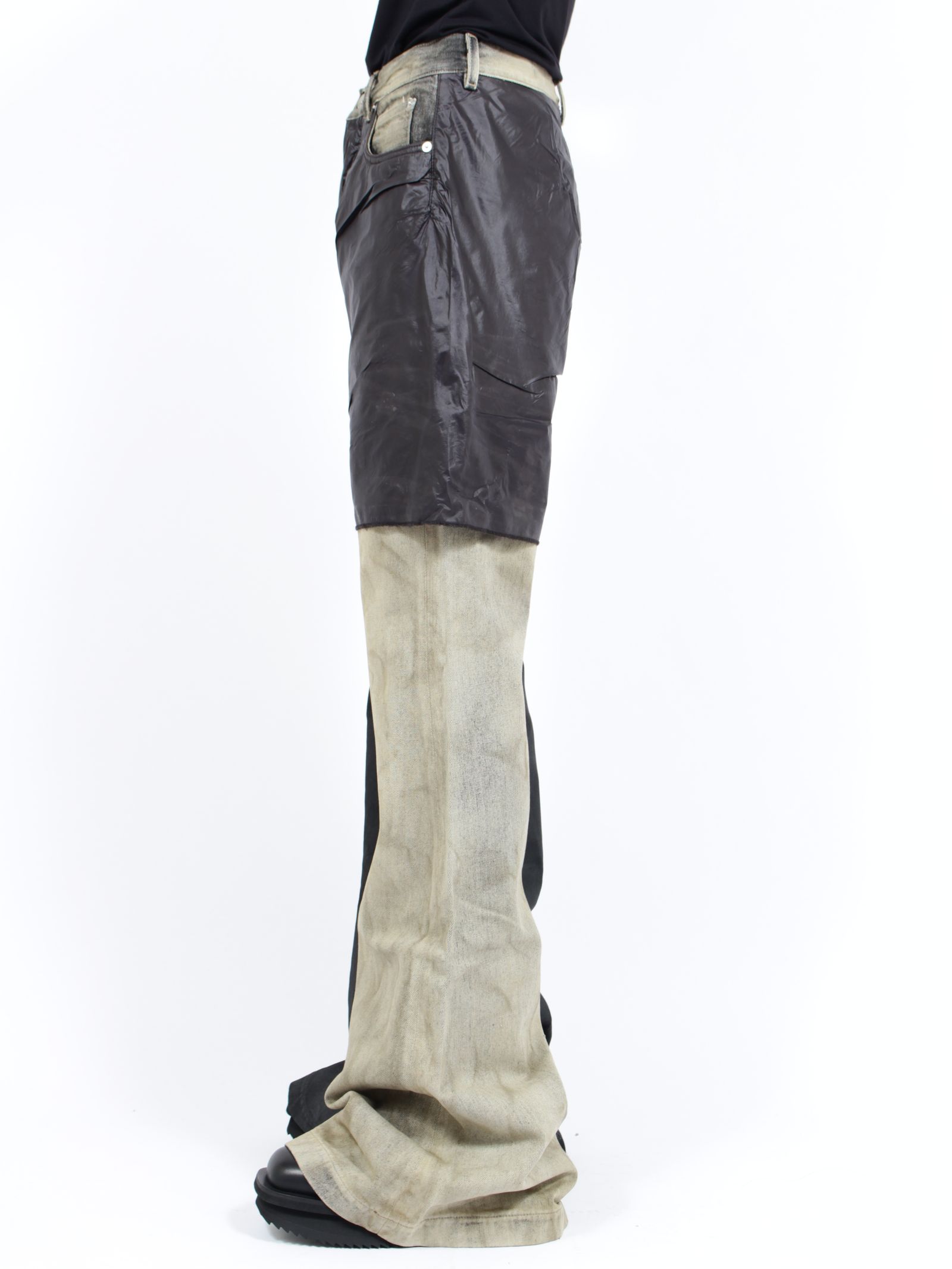 【26SS】ボラン ブーツカット 異素材 コンビネーション フレア デニム / BOLAN BOOTCUT / ダスト×ブラック