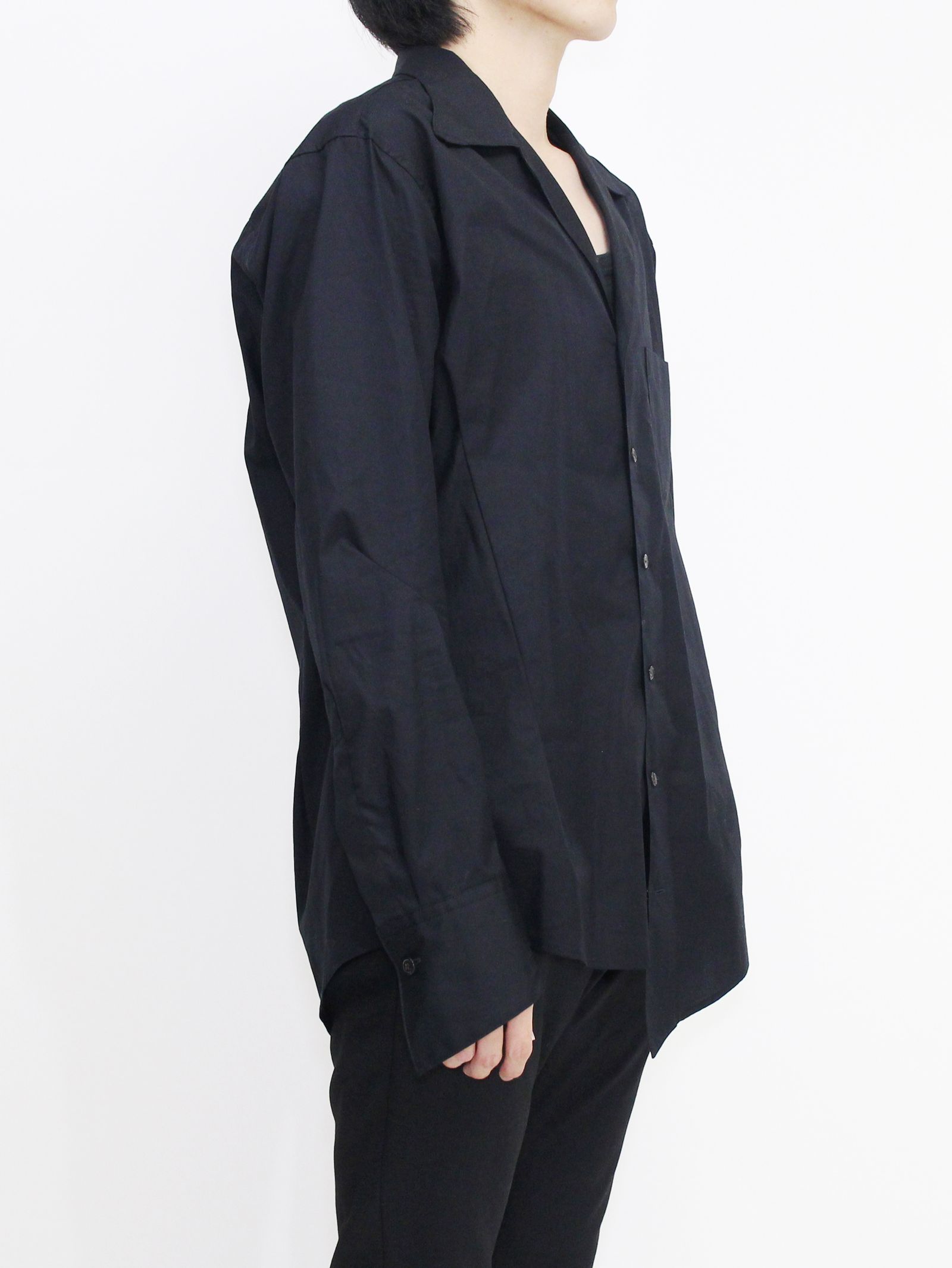 オープンカラーシャツ / Broad open collar shirt / ブラック
