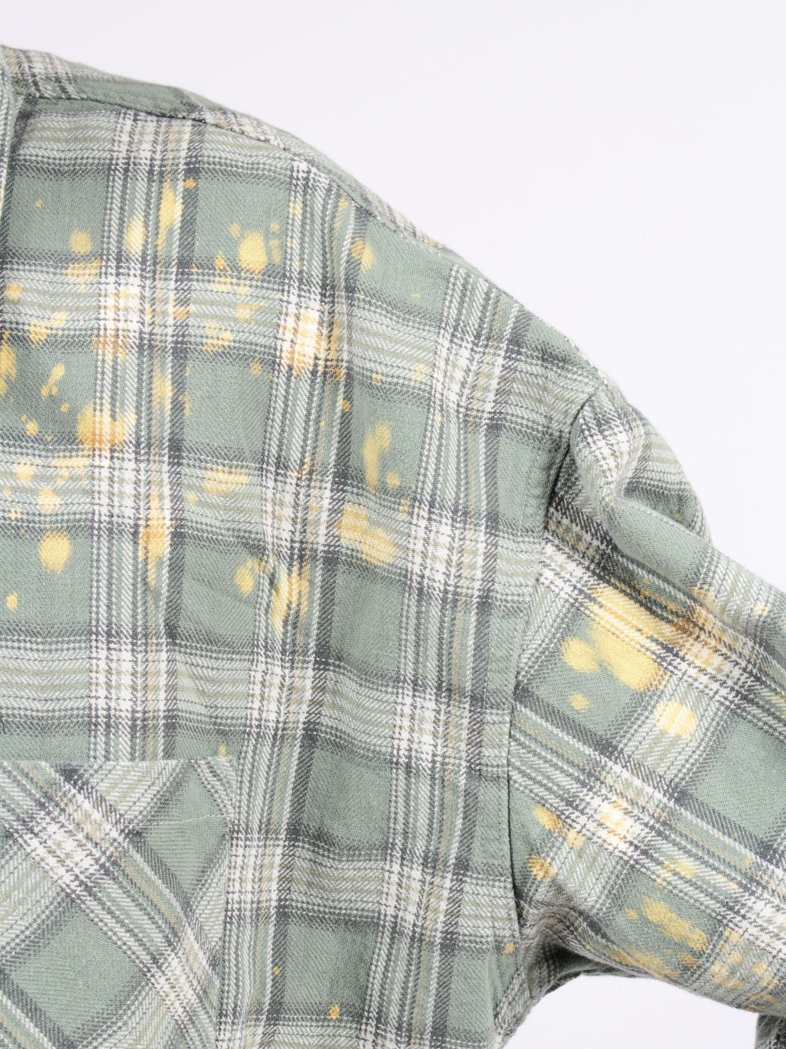 【26SS】コットン フランネル チェック ブリーチ シャツ / COTTON FLANNEL CHECK BLEACH SHIRT / グリーン