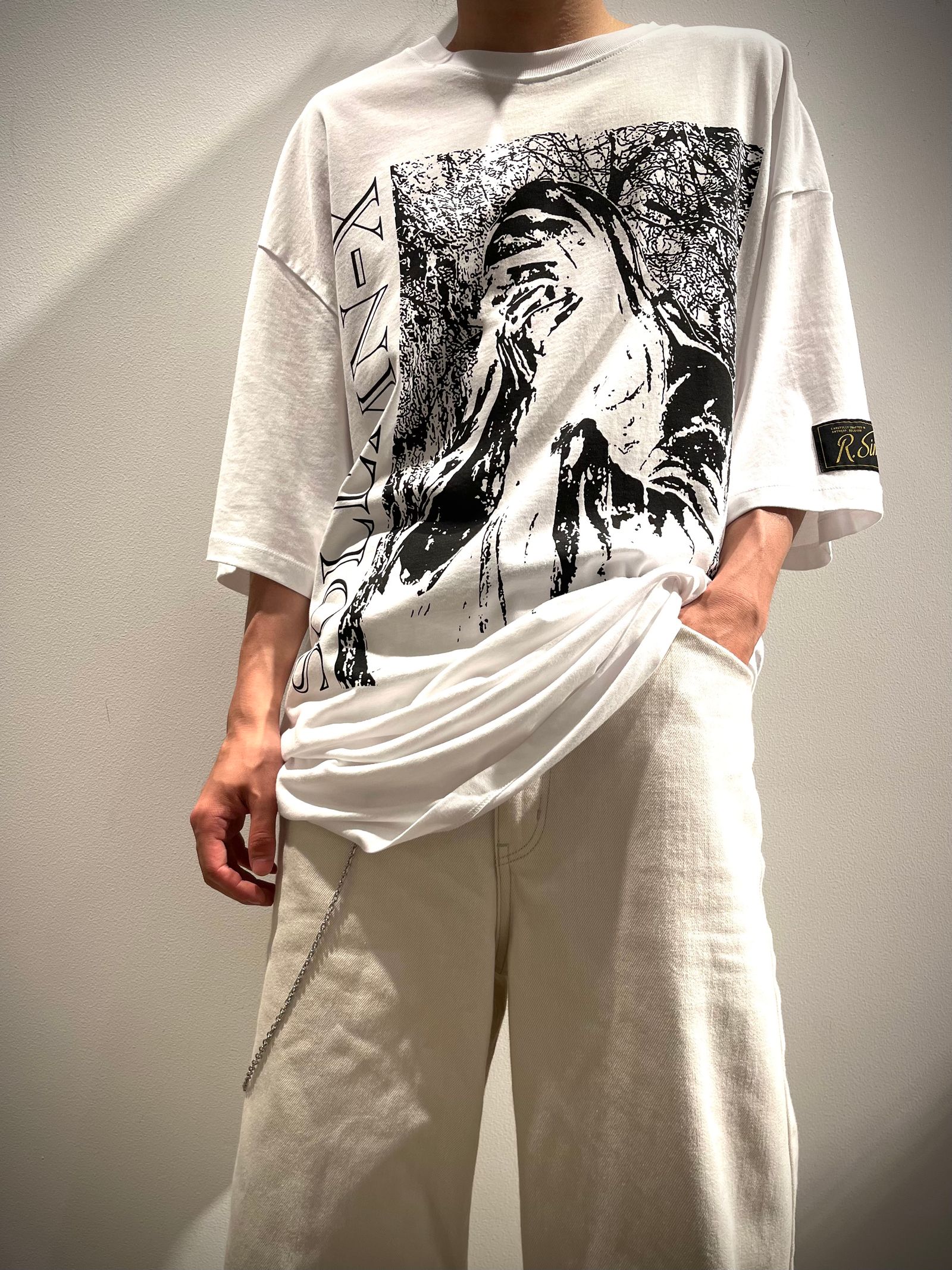 ラフシモンズ 17AW プリント Tシャツ カットソー 半袖 M ブラック 黒