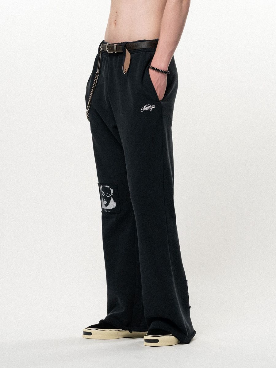【26AW】 "ガールパッチ" ブーツカット スウェットパンツ フレア パンツ / "GIRL PATCH" BOOTCUT SWEAT PANTS / ブラック