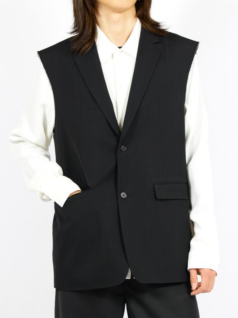 【26SS】スリーブレス カットオフ テーラードジャケット / SLEEVELESS TAILORED JKT / ブラック