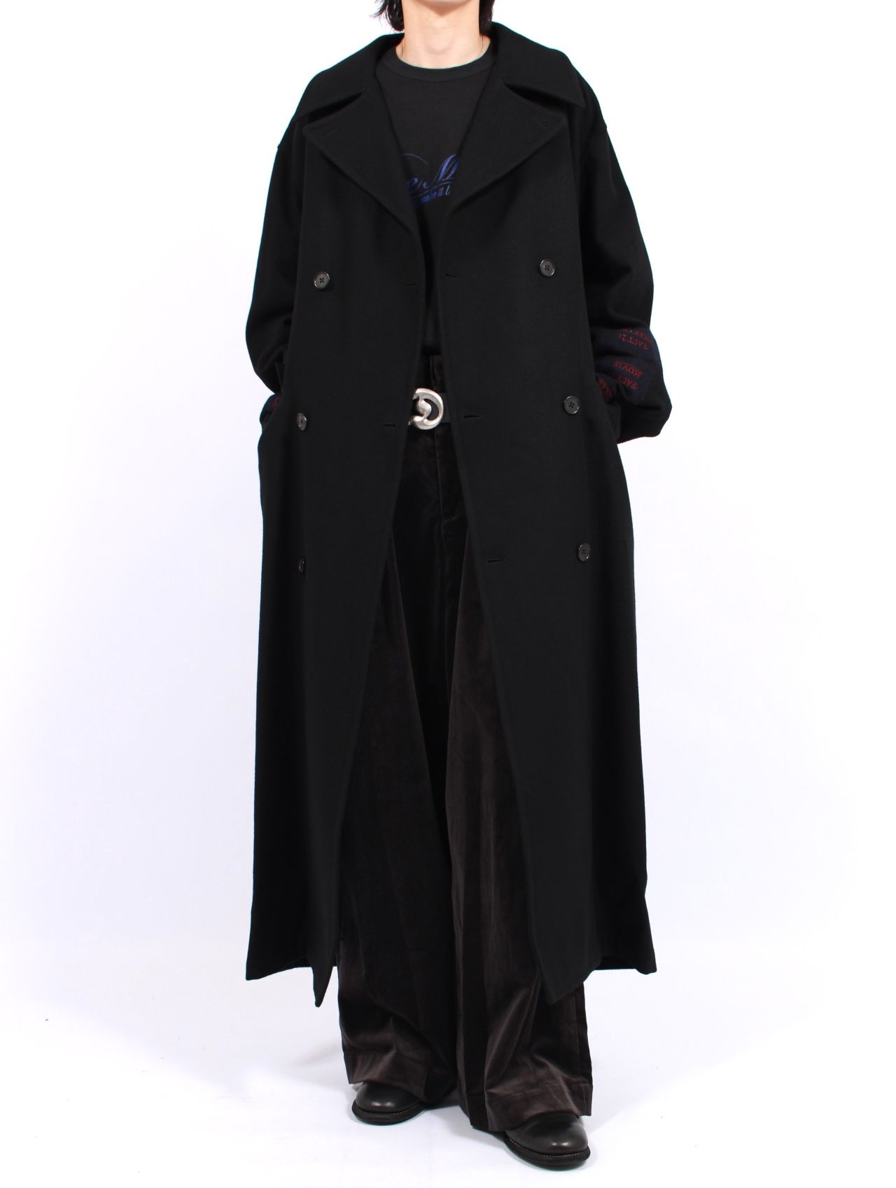 【25AW】"D"バックル スーパー ワイド ベロア パンツ / "D" BUCKLE SUPER WIDE VELOR PANTS / ブラック