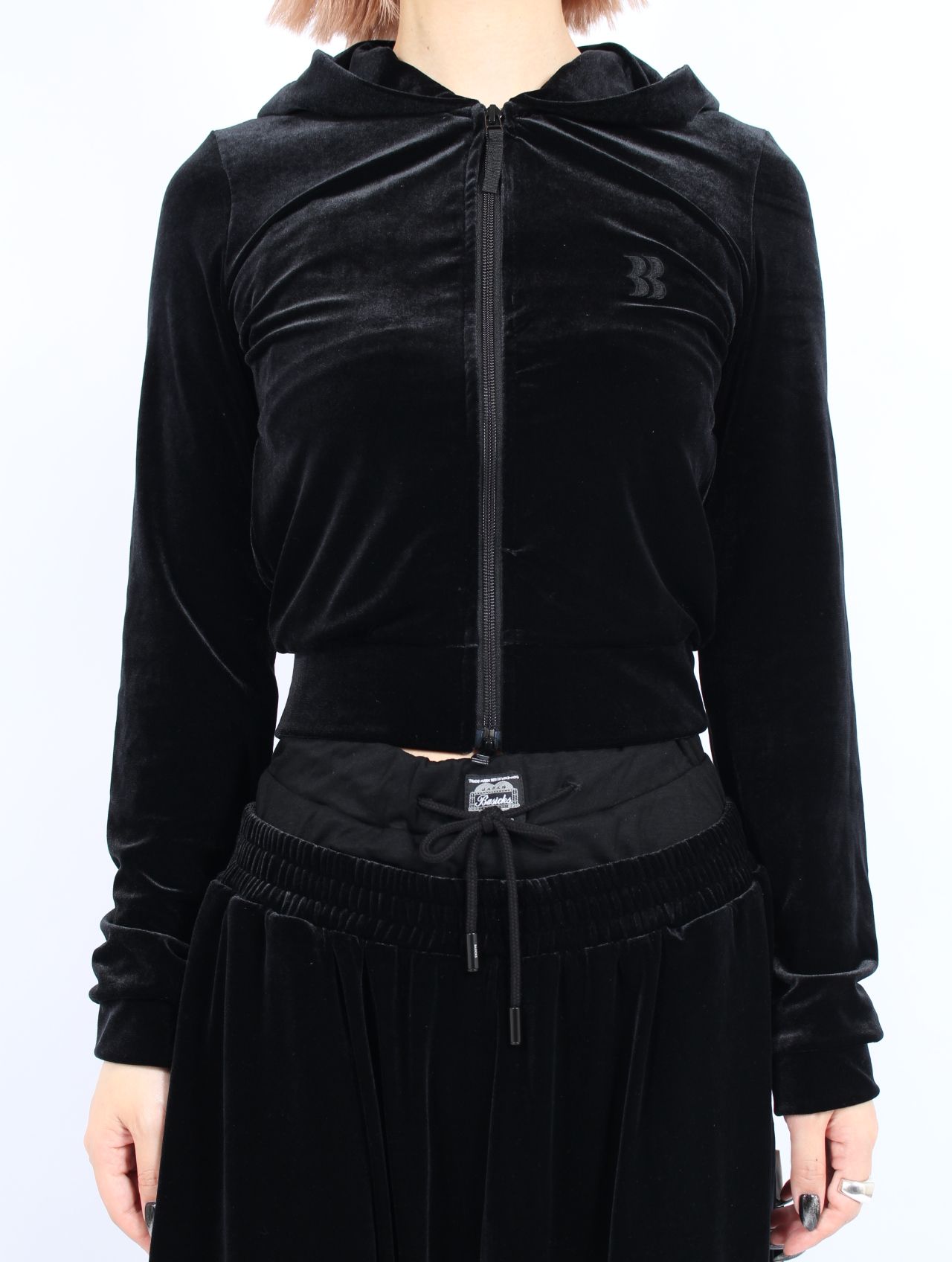【25AW】マイクロ ブラ ベロア フーディー / MICRO BRA VELOUR HOODIE / ブラック