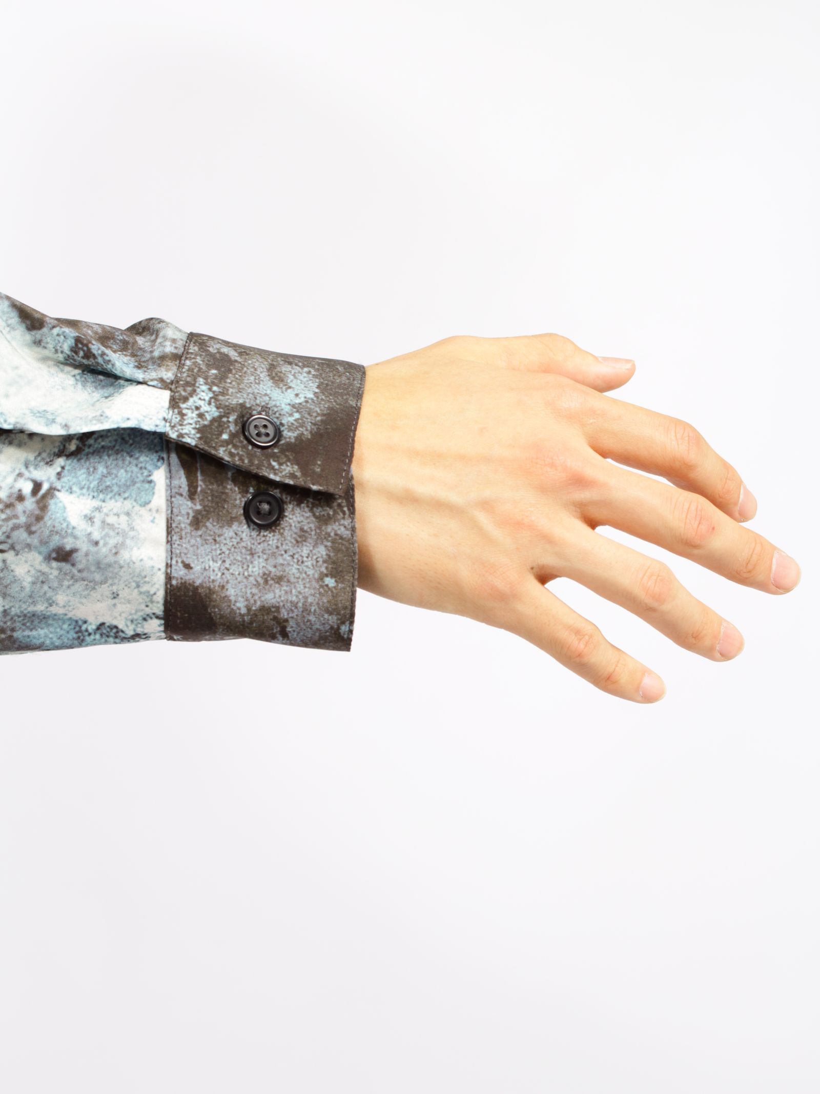 【26AW】ハンド モチーフ シルク シャツ 長袖 / HAND MOTIF SILK SHIRT / ブラック