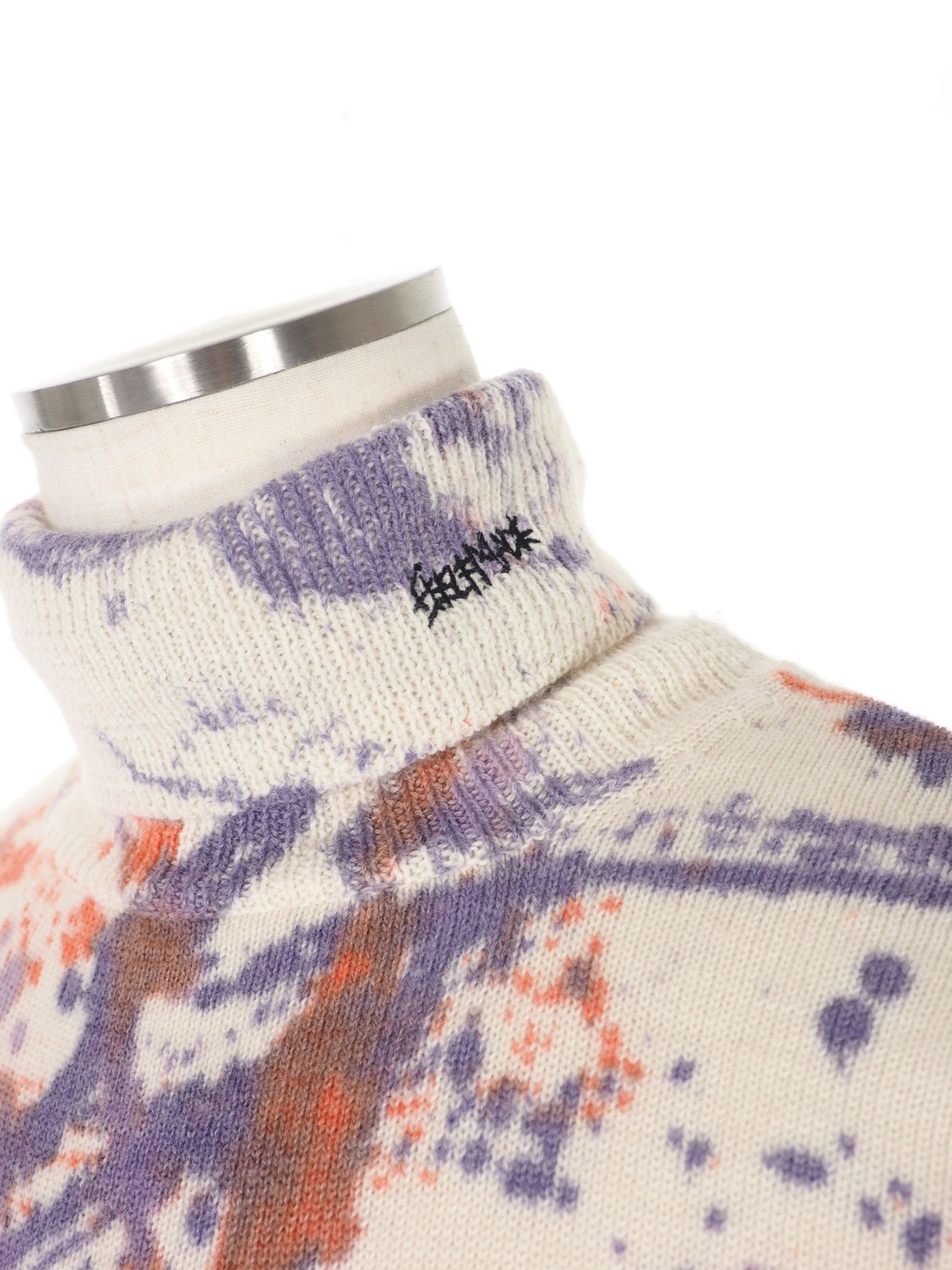 【20AW】ペイント タートルネック ニット / HANDMADE  PAINTED  TURTLENECK / オフホワイト × マルチ