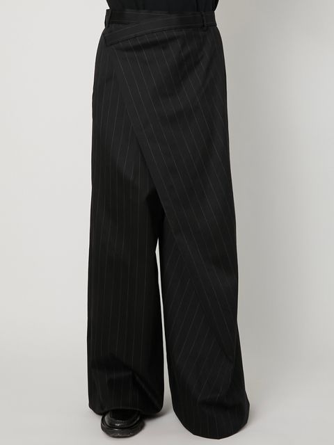 【26SS】ストライプ ラップ パンツ / WRAP PANTS / ブラック