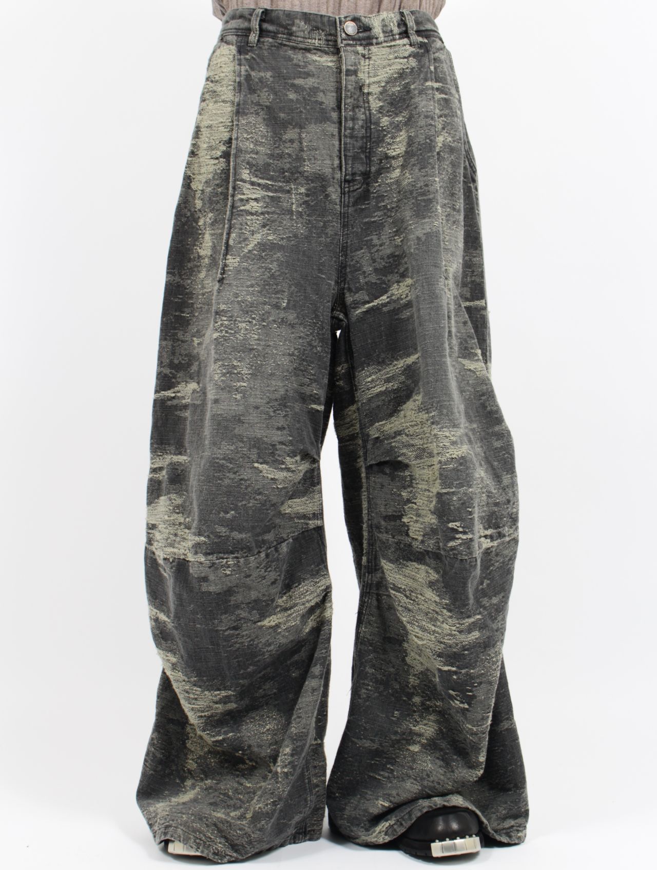 【25AW】デニム デザイン トラウザーズ ワイドパンツ / DESIGN TROUSERS / グレー