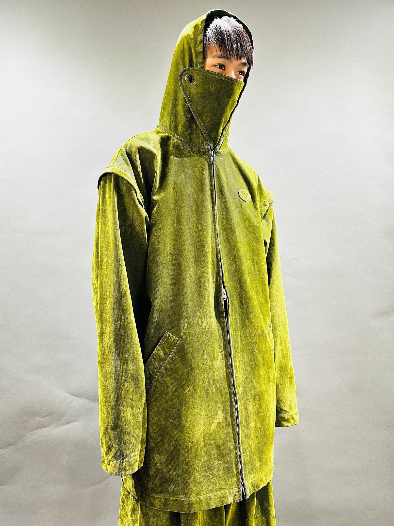 【25AW】フロッキー加工 カバード デニム フーディー コート / COVERED DENIM HOODIE - Coat / イエロー